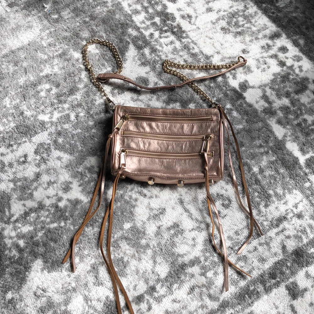 Rebecca Minkoff Mini 5 zip clutch in Rose Gold